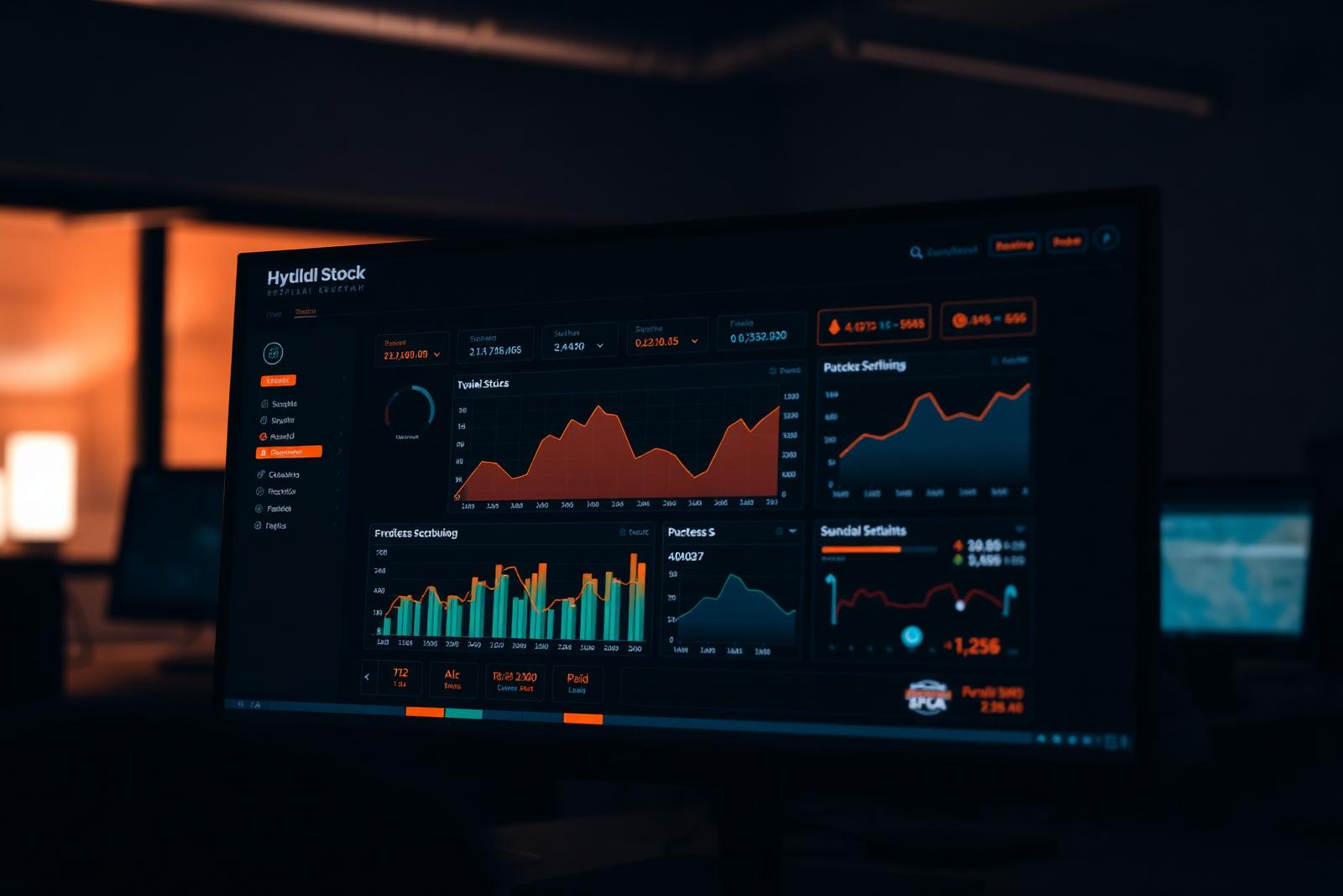 Stock and pricing dashboard displayed on a monitor